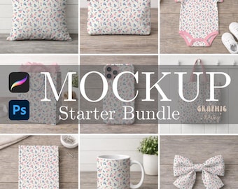 Starter Pack Mockup Bundle for Surface Patterns: Procreate & Photoshop Smart Object Mockups (Digital Download)