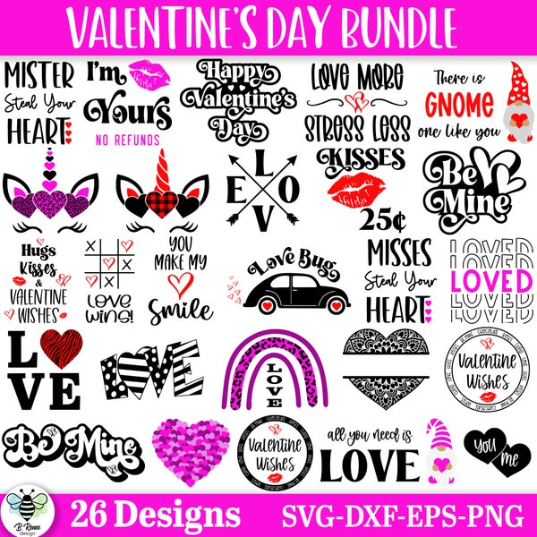 Valentine's Day SVG Bundle 26 Designs | Happy Valentine's Day SVG | Valentine's Day Unicorn | Valentine's Day Shirt SVG Bundle | Love svg