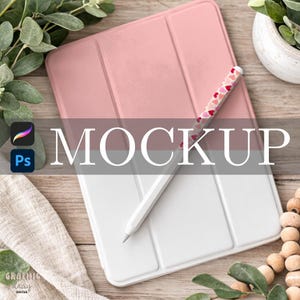 Apple Pencilラップ＆iPadカバーモックアップ：ProcreateとPhotoshopの表面パターンモックアップ