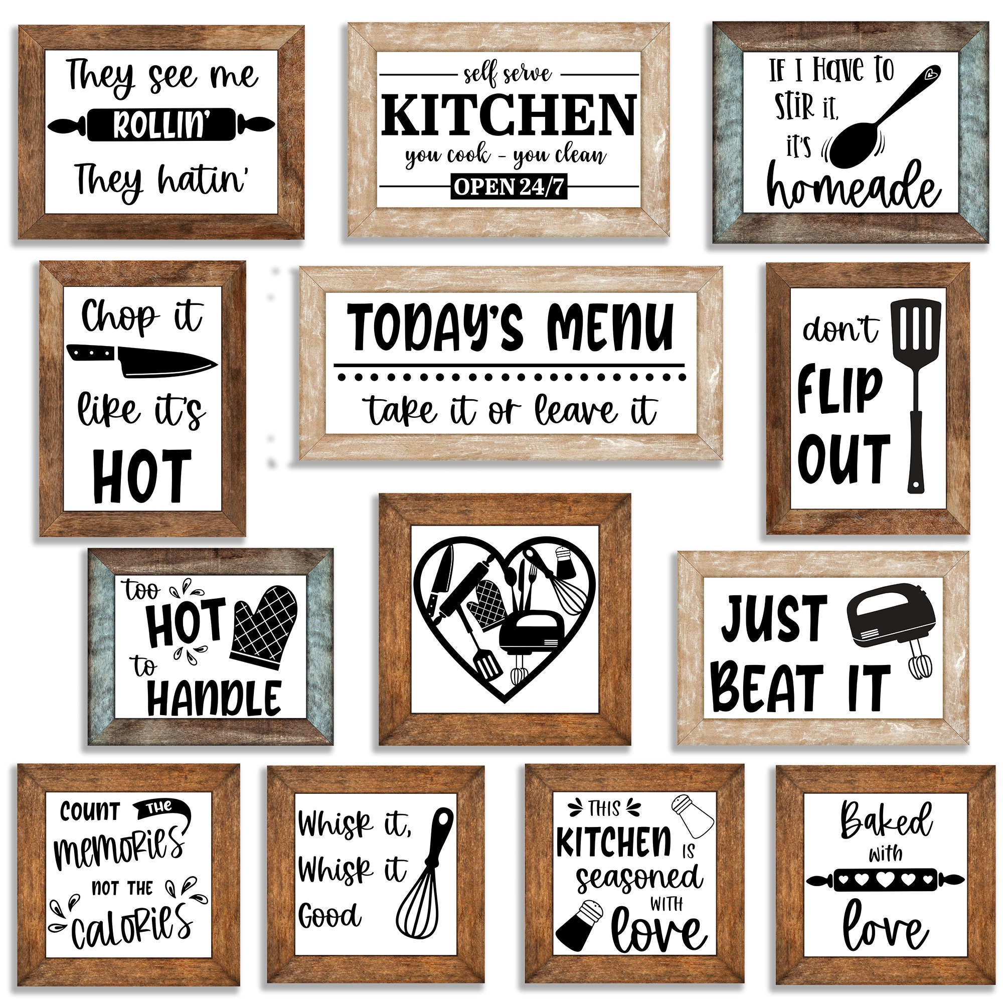 Funny Kitchen SVG Bundle, 25 Kitchen Signs, Home Decor