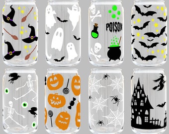 Halloween Glass Can Wrap SVG Bundle: Spooky 16oz Designs (Digital Download)