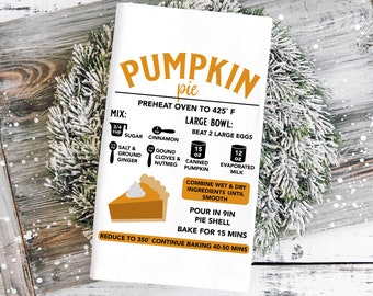 Pumpkin Pie Recipe SVG: Holiday Baking Kitchen Towel Design (Digital Download)