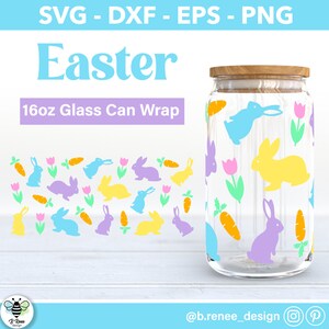 Easter Libbey Wrap | 16oz Libbey Glass SVG | Bunny Glass Can Wrap | Bunny SVG | Glass Can Svg | Flower Svg | Bunny SVG | Beer Can Glass Wrap