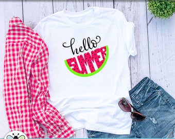 Hola Verano Sandía SVG: Archivo de corte para letrero de camisa (Descarga digital)