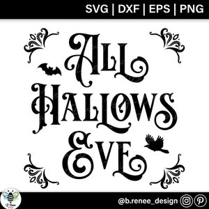 Vintage Halloween Sign SVG, All Hallows Eve, Fall Sign Design, Halloween Home Decor