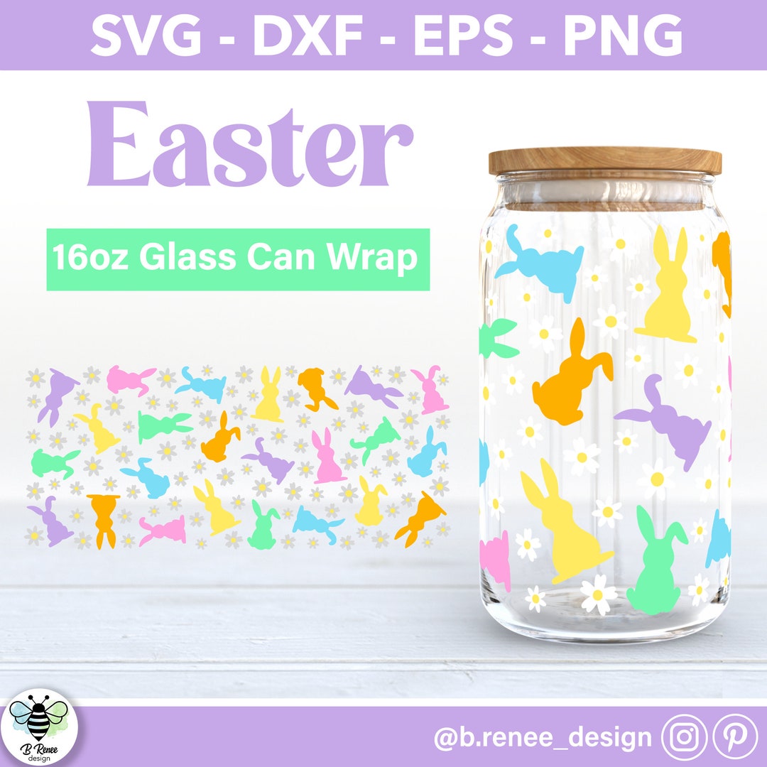 Easter Glass Can SVG | 16oz Libbey Glass Wrap | Easter Libbey Glass SVG ...