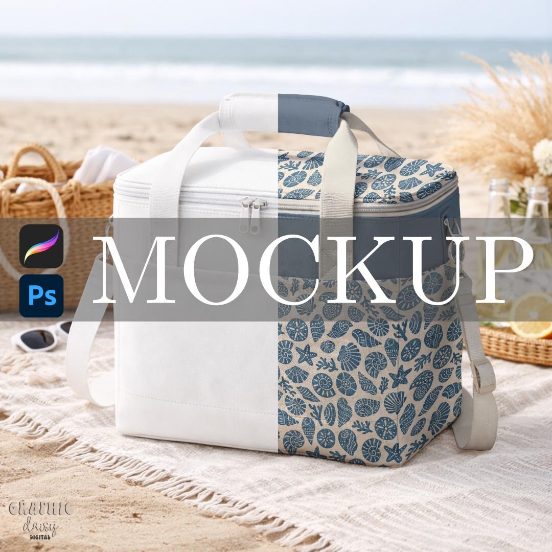 Fabric Cooler Surface Pattern Mockup: Procreate and Photoshop Smart ...