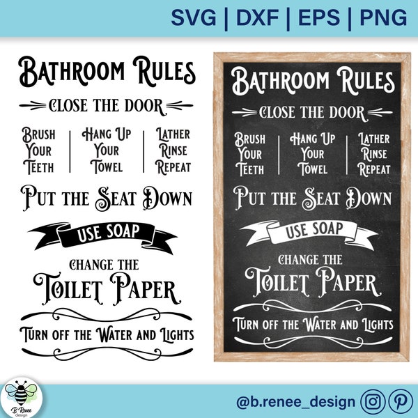 Bathroom Rules Vintage Sign SVG | Bathroom SVG | Farmhouse Sign svg | Rustic Sign | Home Decor svg | SVG Files for Cricut | Bathroom Sign