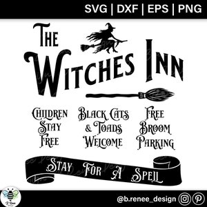 Halloween SVG Cut File | Witches Inn SVG | Vintage Halloween Teken | Heks SVG | Boerderij Halloween Sign svg | Rustiek Halloween-teken