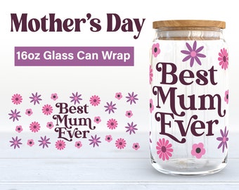 Mother's Day Libbey Glass Can Wrap SVG | Retro Flower Design (Digital Download)