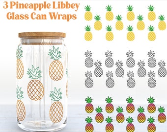 Ananasglas in blikverpakking SVG-bundel: zomer Libbey Cup-ontwerpen (digitale download)