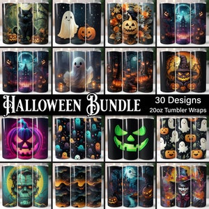 Halloween Tumbler Wrap Bundle | 20oz Tumbler Halloween Designs | Jack-o-lantern Tumbler Wrap PNG | Tumbler Sublimation PNG | Halloween PNG