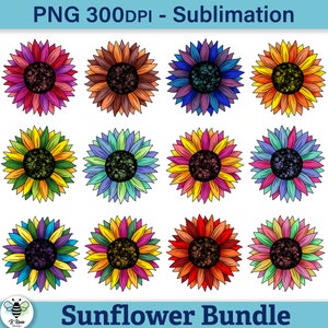 Sunflower PNG Bundle | Sunflower Sublimation Design | Sunflower Clipart | Flower PNG | Summer png | PNG for Sublimation | Colorful Sunflower