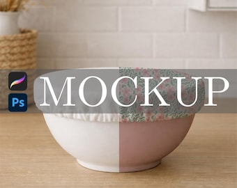 Fabric Bowl Cover Mockup for Procreate and Photoshop: Surface Pattern Smart Object Mockup