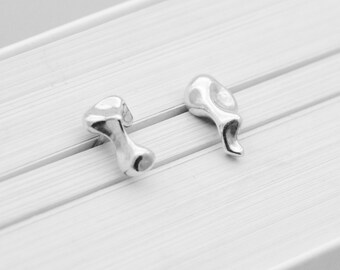 Sterling silver 925 stud earrings, beans casting, organic shape, modern design, gift card and box available