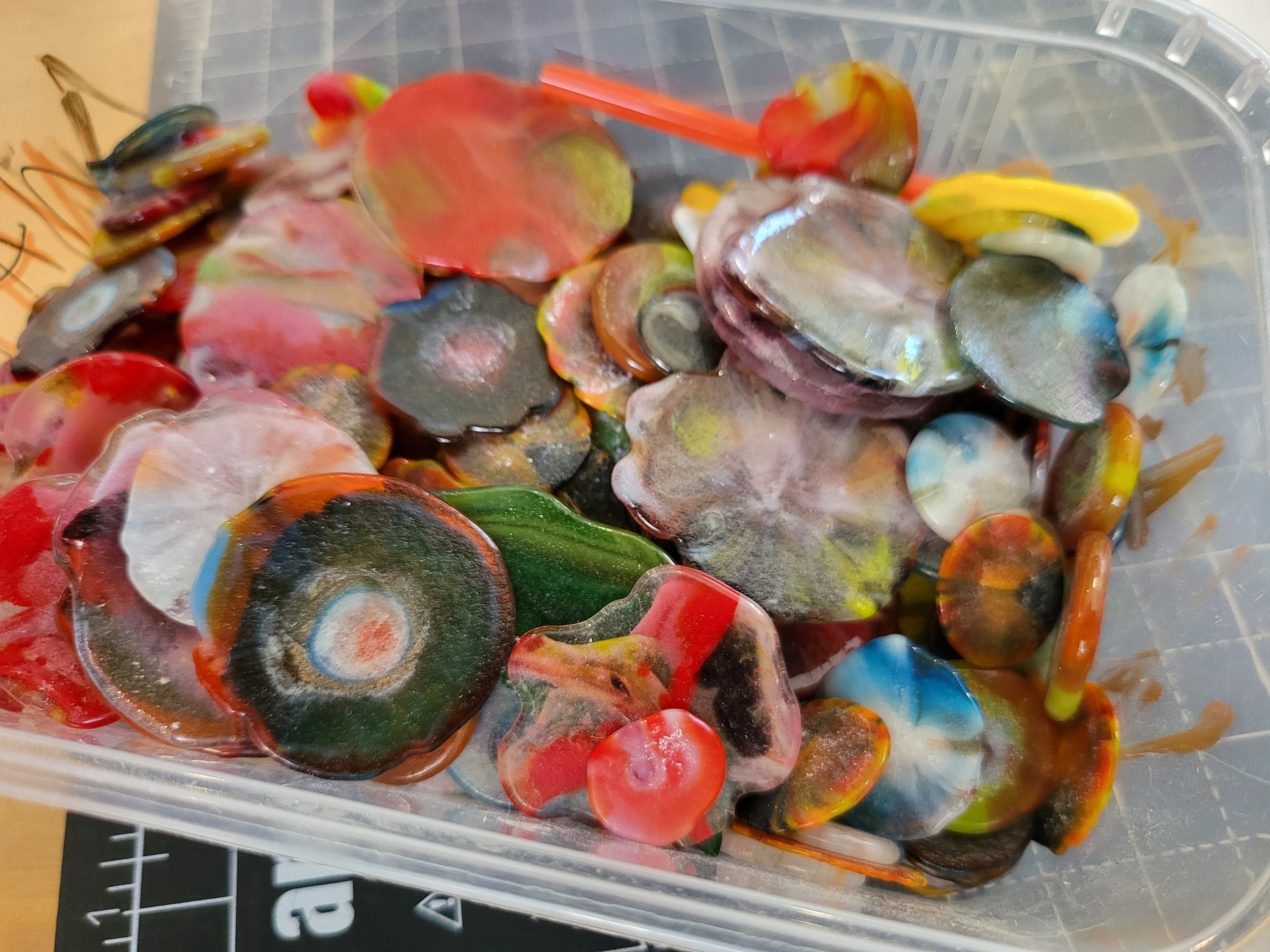 Bullseye Squashed Glass Vitrigraph XL Murrine Mix Flowers Colourful 90COE  25 grams Floral Wafers Abstract Glass Projects Meadows Dishes