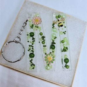 Initial Schlüsselringe Hochwertige handgemachte Epoxidharz viele Designs Geschenkbox