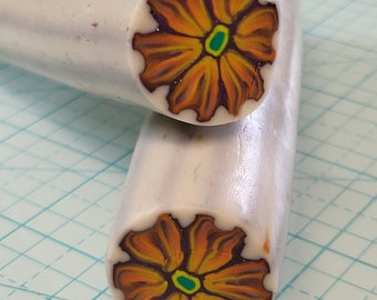 Polymer Clay Cane Flower Cane Orange Yellow Flower Raw Unbaked Cane Jewellery Crockery Projects
