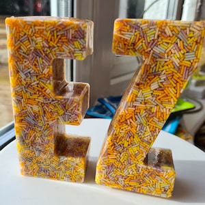 Sprinkles Filled Resin Letters 4.5 "XL Variety Made to Order Heavy Great Quality Perfect Gift Custom Made Birthday Baby Shower Home Gift