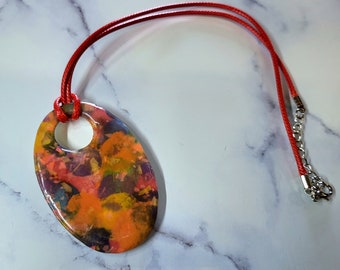 Abstract Pendant Polymer Clay Adult Fidget Busy Hands Necklace Handmade DAK studio Marked & Certified
