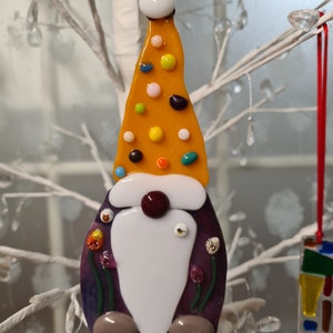 Fused Glass Gonk Gnome Large Christmas Garden Decoration Perfect for Garden or Home, Unique Made to Order Choose Custom