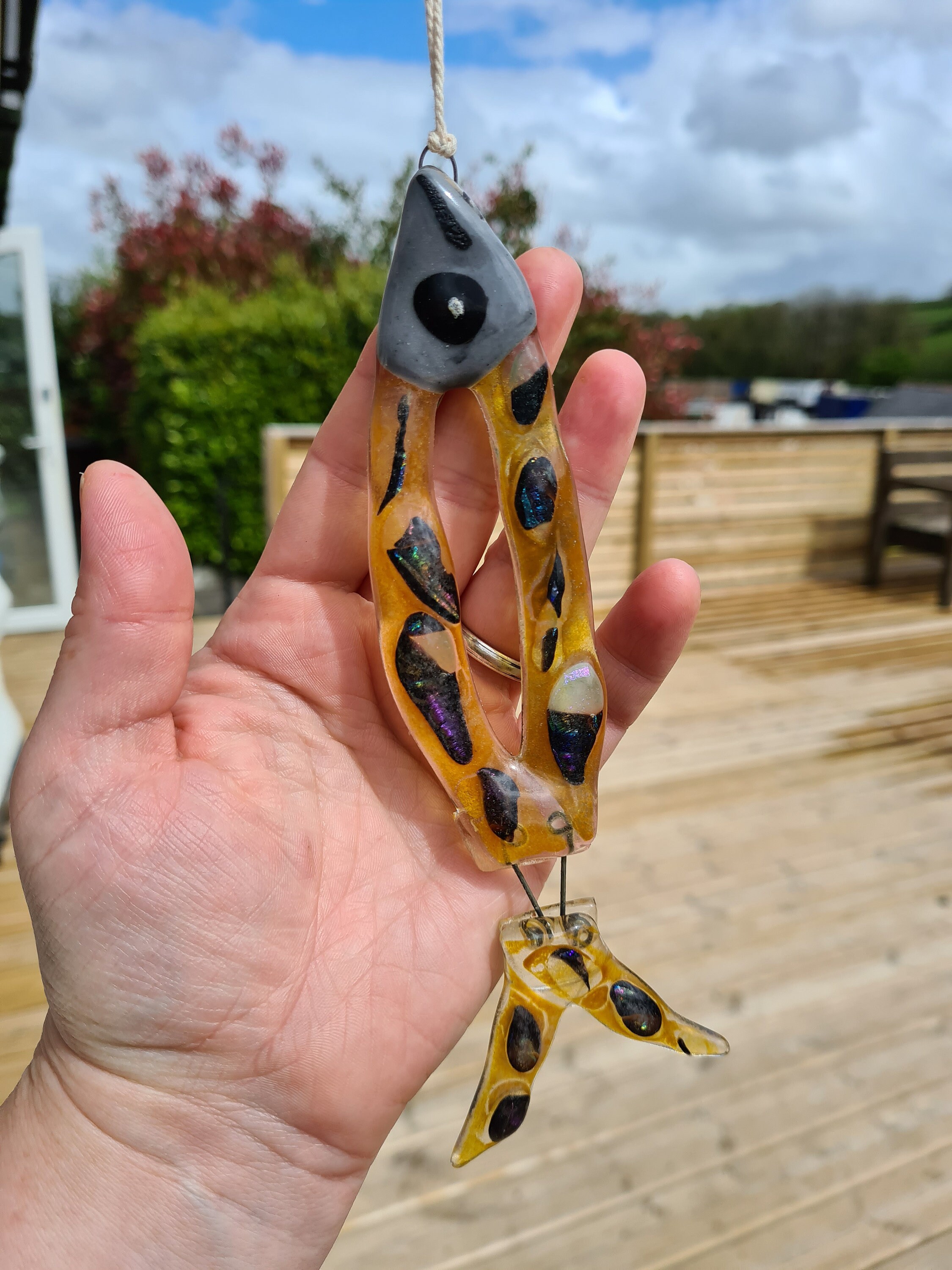 Fused Glass Fish, Dichroic Fisherman's Gift, Beautiful Hanging Decoration, Suncatcher, Home, Garden Décor Piece,  Made to Order Custom Made