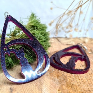 Katze auf dem Mond Ohrringe Resin Kunst Katze Ohrringe Funky Schmuck Fancy Kleid Handmade Amazing Geschenk