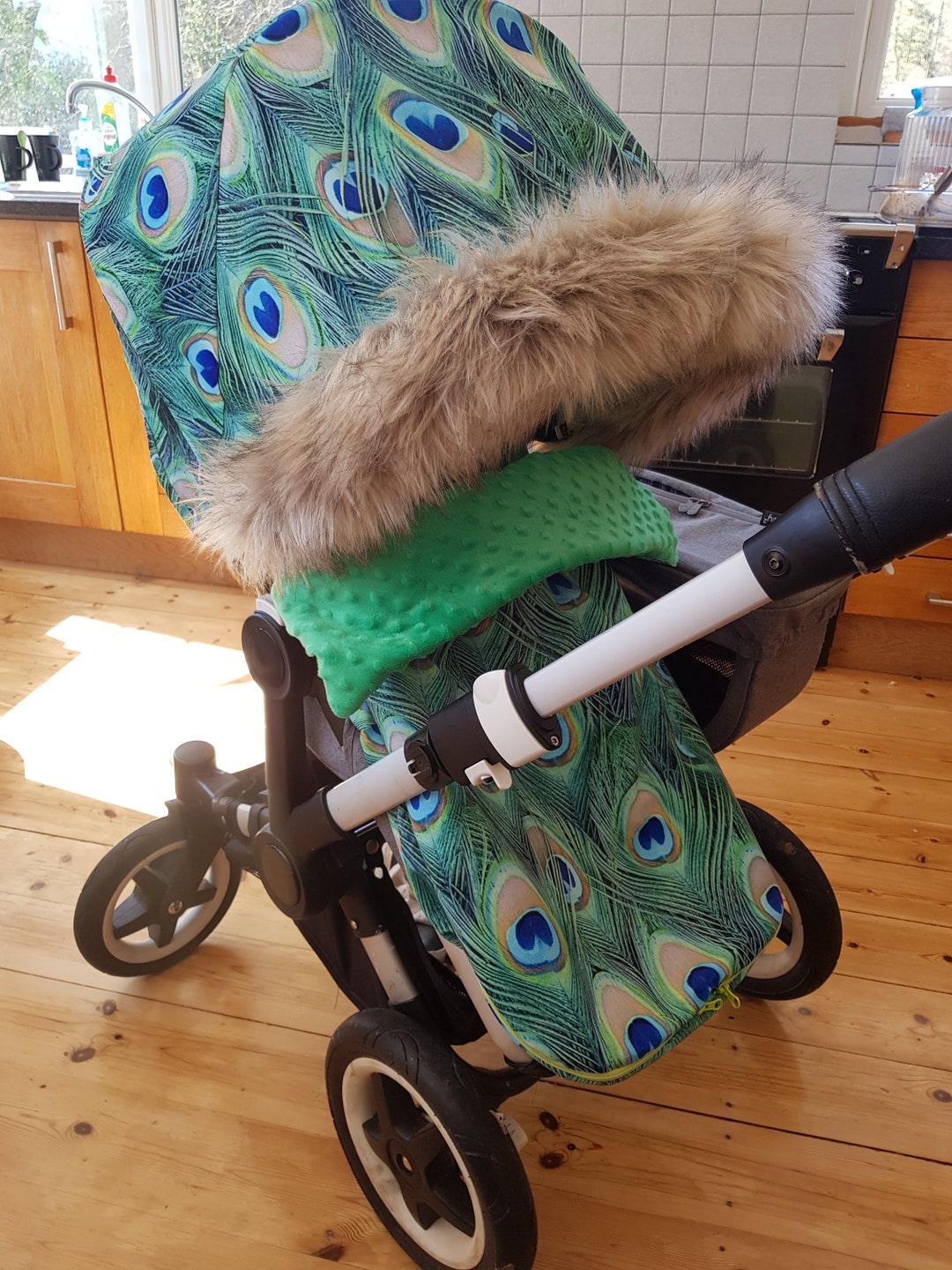 Bugaboo Donkey and Other Peacock Feathers Waterproof Velour Full