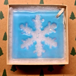 Fused Glass Snowflake Ornament Cornish Glass Hanging Christmas Tree Decoration In git box Home Décor, Bespoke, Unique and Gorgeous