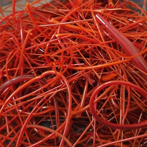 Röda orangea vitrigrafiska smältglasslingor 90COE Bullseye-glasmix Strimmig 100 gram Blomsterprojekt Abstrakta projekt