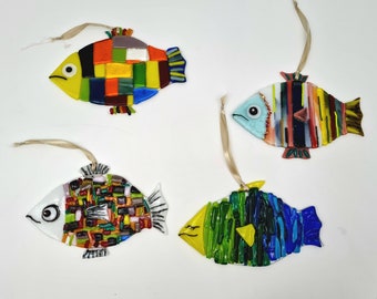 Vetro fuso Pesce Grande prendisole Gas della Cornovaglia da 15 cm a 20 cm Bella decorazione sospesa Prendisole Giardino decoro Pezzo regalo Fatto a mano