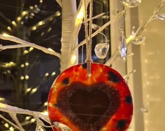 Handmade Fused Glass Bauble Ornament, Christmas tree Decoration Home decor, Bespoke, Unique and Gorgeous