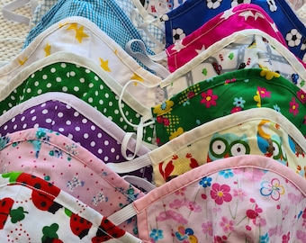 Face Masks Adults, Kids, Tots, Unicorns, Flamingo, Elephant, Flowers, Cars & more, Tripple Layered Tightly Woven Cotton Many Lovely designs