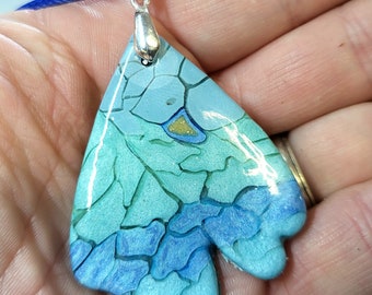 Polymer Clay Pendant Ocean Inspired Statement Pendant, Adult Fidget Busy Hands Necklace Handmade DAK studio Marked & Certified