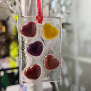 Fused Glass  Heart Sun Catcher, Mini Hanging Decoration, Handmade, Cornish Glass  Beautiful Décor