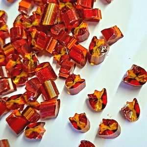 Vitrigraph Tulip Murrine Bell Flower Red/orange/yellow Vitrigraph Fused Glass Slices  Slices 90COE 25 grams Bullseye Projects Sun Catchers