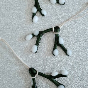 Fused Glass Mistletoe hanging Christmas Decoration Cornish Glass Art
