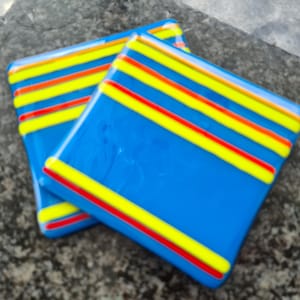 Fused Glass Set of Coasters, Handmade, Cornish Glass, Unique Glass Gift, Custom Made to Order  Personalised Available