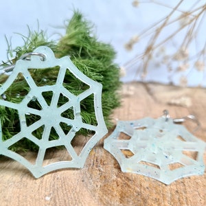 Glow in the Dark Halloween Web Earrings Resin Art Spider Web Earrings Funky Jewellery Fancy Dress Handmade Amazing Gift