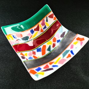 Fused Glass Schale Abstrakte Designer Schale bunt große Glasschale Obst Knabberschale großes DekorStück auf Bestellung, Nach Maß