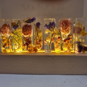 Home Letras de resina, 5cm de altura Palabra de inicio Flores de temporada Objetos de cenizas rellenos personalizados, resina de la mejor calidad Regalo perfecto