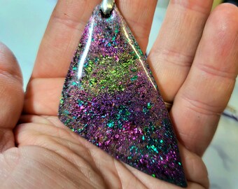 Sparkly Galaxy Inspired Statement Pendant  Polymer Clay Adult Fidget Busy Hands Necklace Handmade DAK studio Marked & Certified
