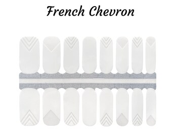 French Chevron Nail wraps/ White and clear Nails / French manicure Nails