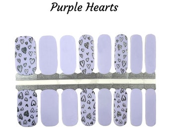 Purple Hearts Nail Wraps / Valentine Nails