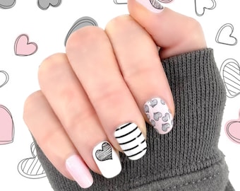 Shaded Heart Nail Wraps