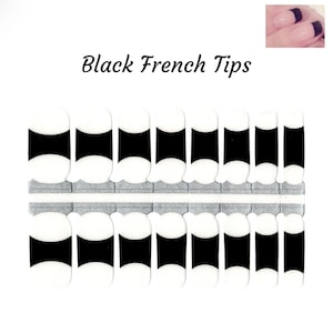 Black French Tips 2 Nail wraps/ Black and clear Nails / French manicure Nails