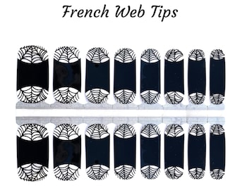 French Web Tips Nail wraps/ Black French Nails / French manicure Nails