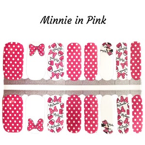 Minnie in Pink Nail Wraps / Disney Nails / Pink disney Nail Wraps/ Minnie Nail Wraps/ Bow Nail Wraps / nail wraps