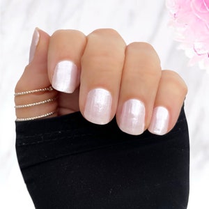 Glazed Pale Pink Nail Wraps 100% Nail Polish Strips Pearlescent Nail Stickers