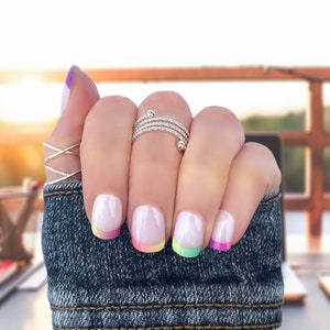 French Neon Ombre (Semi-Transparent) Nail Wraps / Neon negative space nail wraps